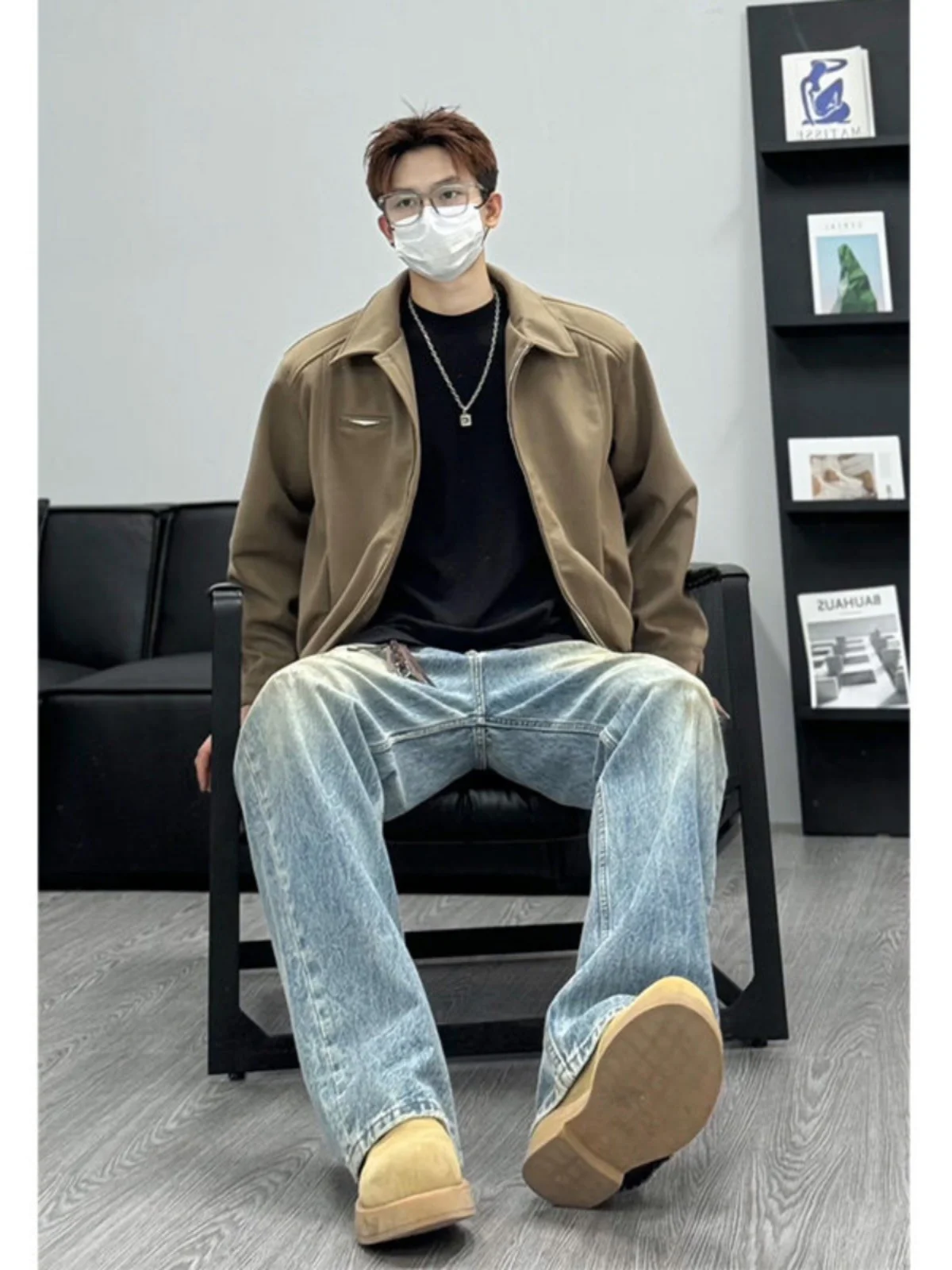 

Yardan Brown ort Padded oulder Men's Pilot Jaet CleanFit Spring Autumn Faionable Polyester Fiber Long Sve Zipper C...