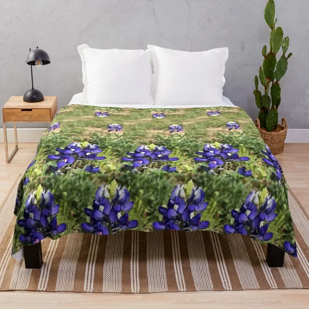 

Field of Bluebonnets Throw Blanket Furry Soft Beds Picnic Flannel Fabric Blankets