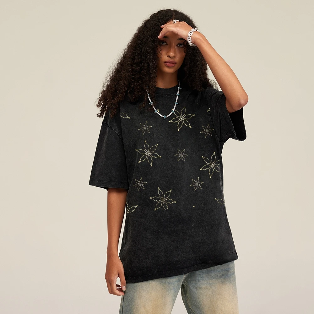 Y2k Style T-Shirt Short Sleeve Washed O Neck Graphic Tees Harajuku Street Wear Women Clothing Unisex Casual Tops
