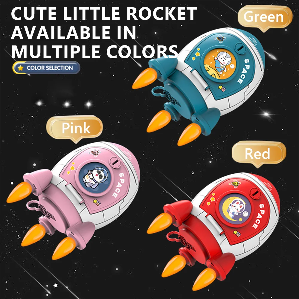 Children Piggy Bank Cute Aviation Piggy Toy Rocket Spaceman Piggy Bank Cartoon Sticker Manual Piggy Coin Money Box Kid Gift Toy