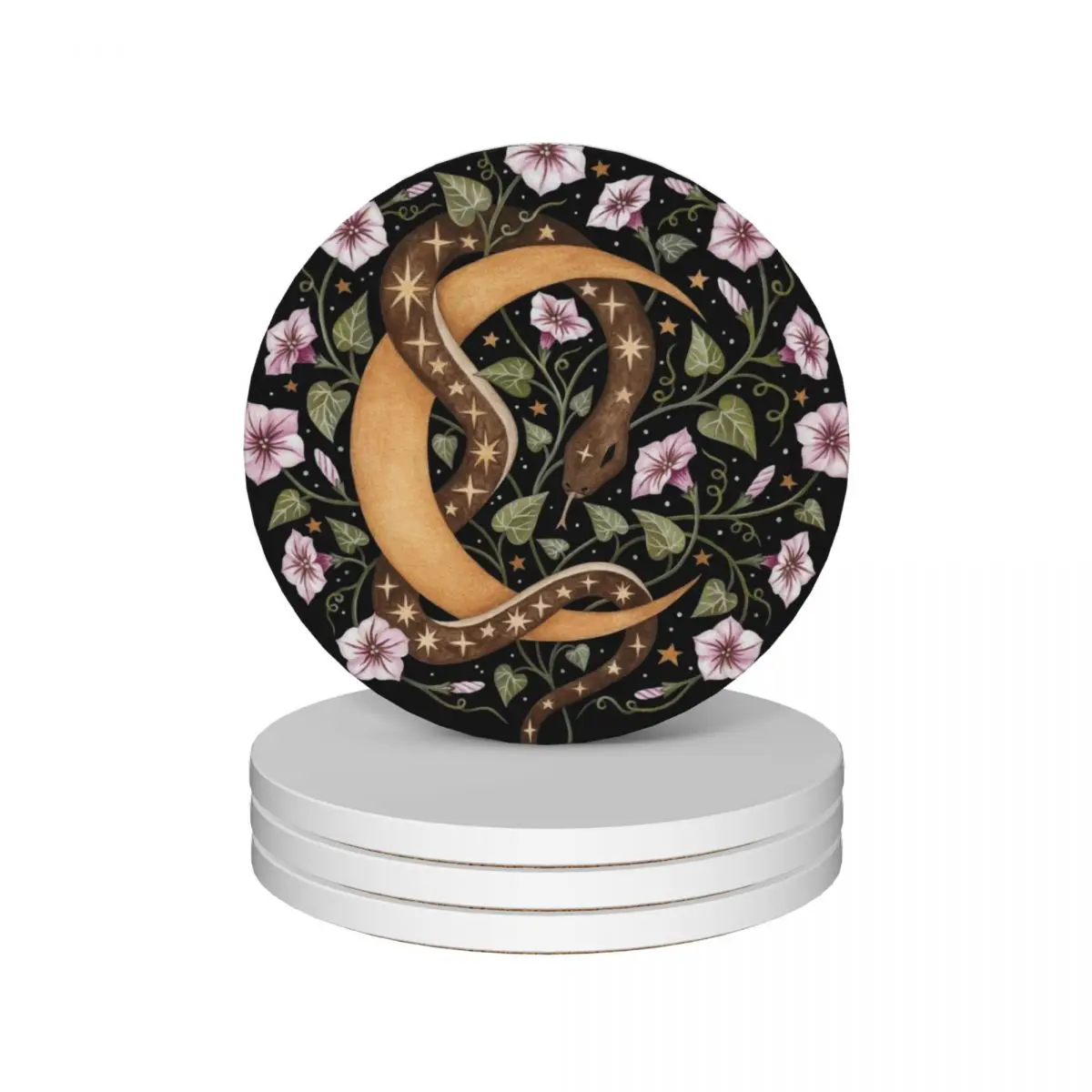 

Moon serpent Ceramic Coasters (Set of 4) white cup set set for drinks coffee cup stand Coasters