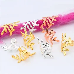 20Pcs leaf Gold Silver Dreadlock Hair Rings Adjustable Cuff Clip Hair Braids Dirty Braids Hairpin Jewelry Hair Accessories