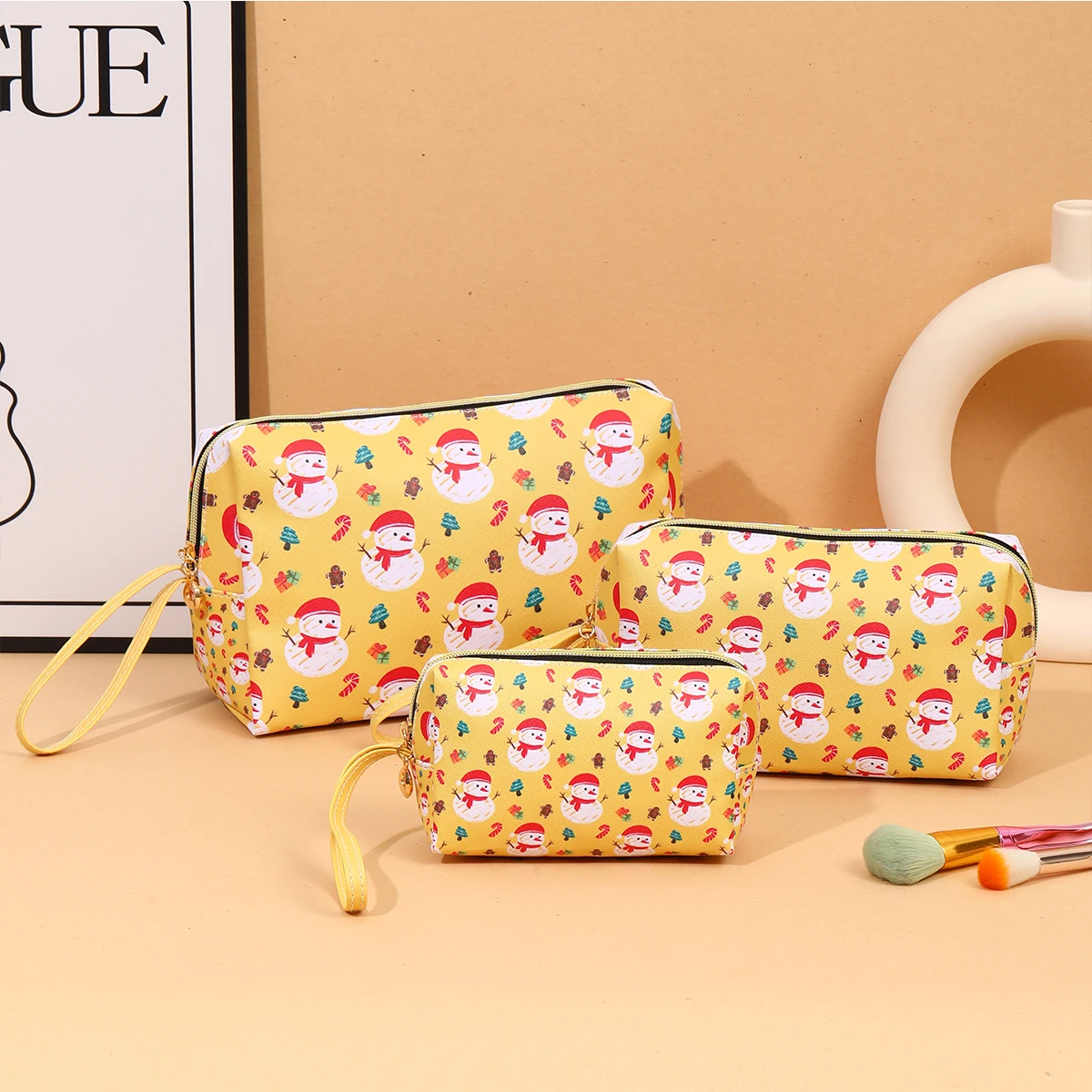 Christmas waterproof cosmetic bag two-piece mobile phone coin purse large-capacity travel portable cosmetic tool storage bag