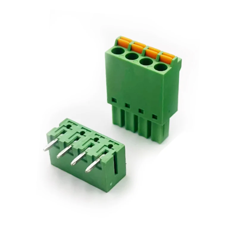 (1 Pcs) Screwless PCB Terminal Block 15EDGKN-3.81mm Bent Pin + Hole Holder Spring Press Plug-in 2EDG Male and Female 2P~20P