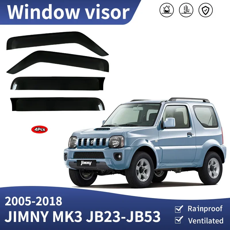 

For Suzuki Jimny MK3/JB23-JB53 2005-2018 Car Window Visor Window Rain Guards Weathershields Sun Rain Deflectors