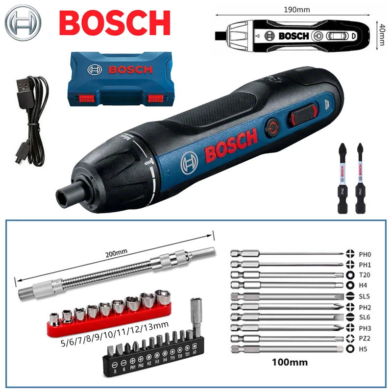 

BOSCH GO 2 Cordless Screwdriver 3.6V Intelligent Household DIY Decoration Mini Lightweight Electric Wrench Luxury Sets