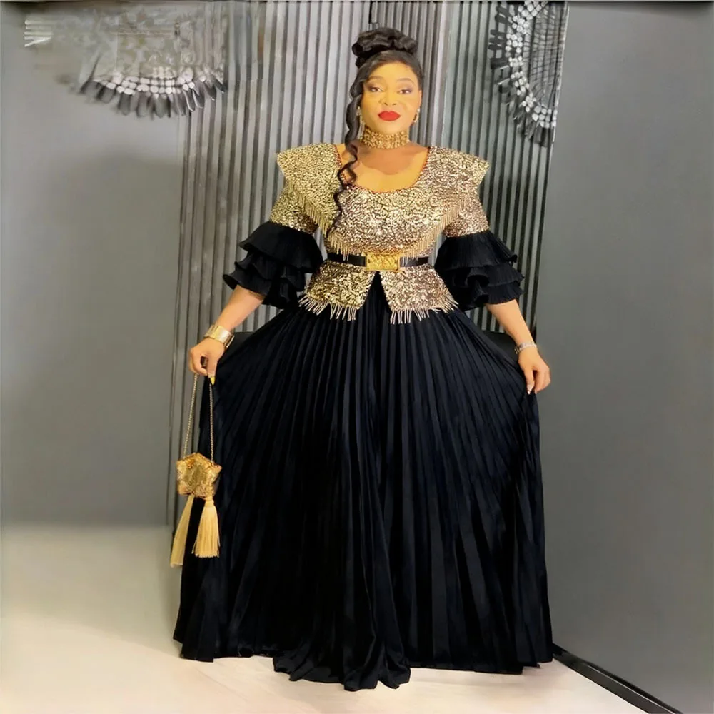 الترتر حجم كبير فساتين الحفلات الأفريقية للنساء 2025 موضة جديدة Dashiki أنقرة الزفاف ثوب مسائي أنيق مسلم ماكسي فستان #4