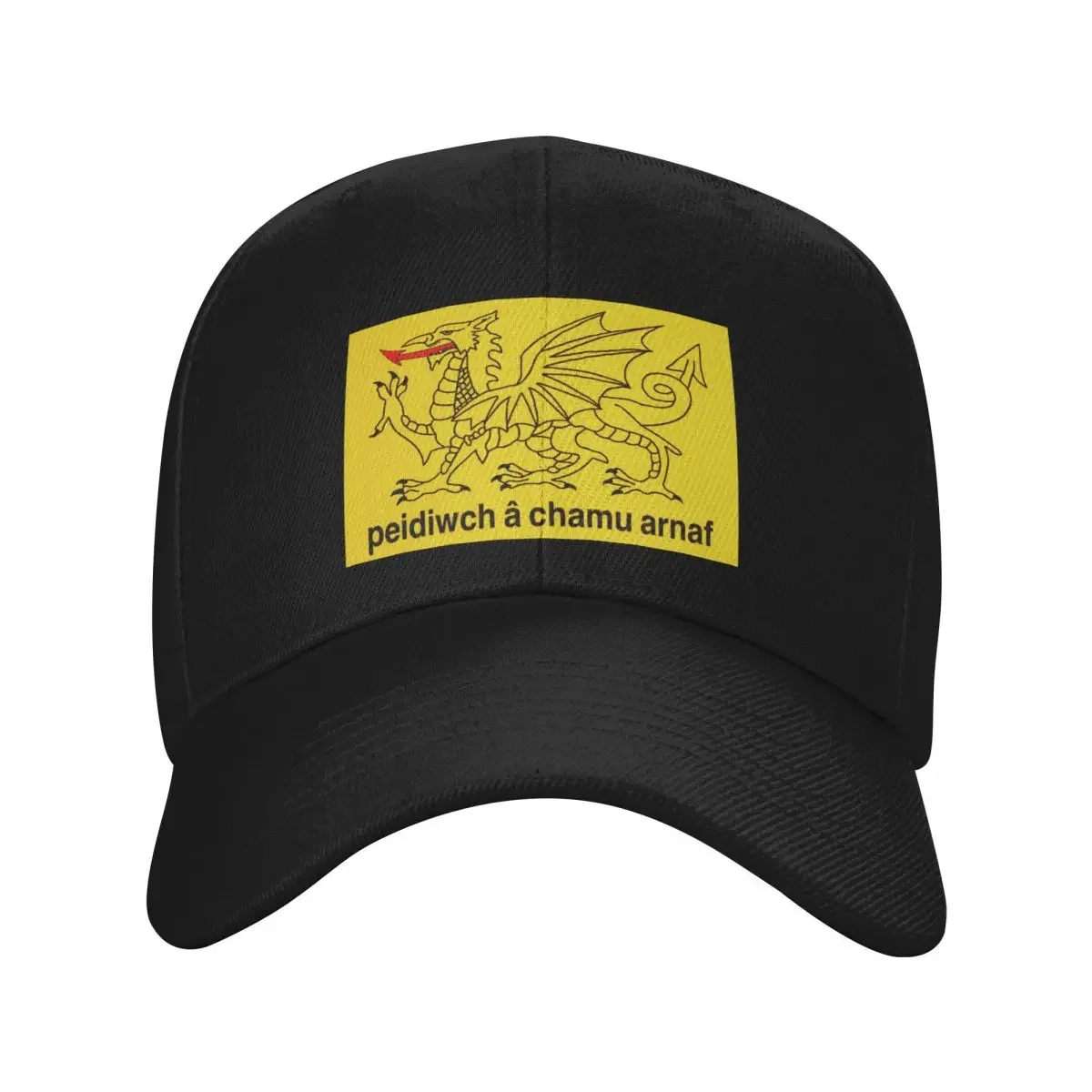 

baner gadsden cymraeg melyn (Yellow Welsh Gadsden Flag) Baseball Cap Fashion Beach hiking hat sun hat Women's Beach Men's