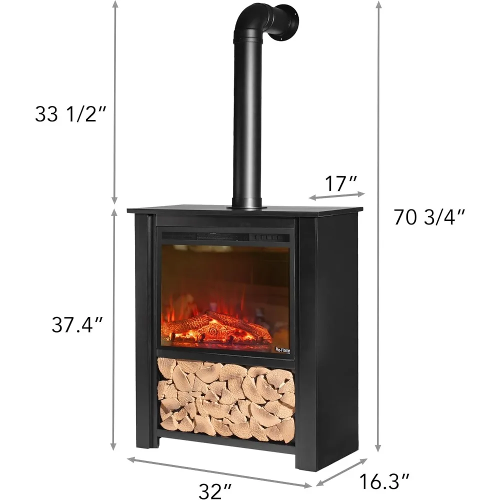 Innsbruck Electric LED Fireplace Stove - Décor Chimney Flue and Wood - 32