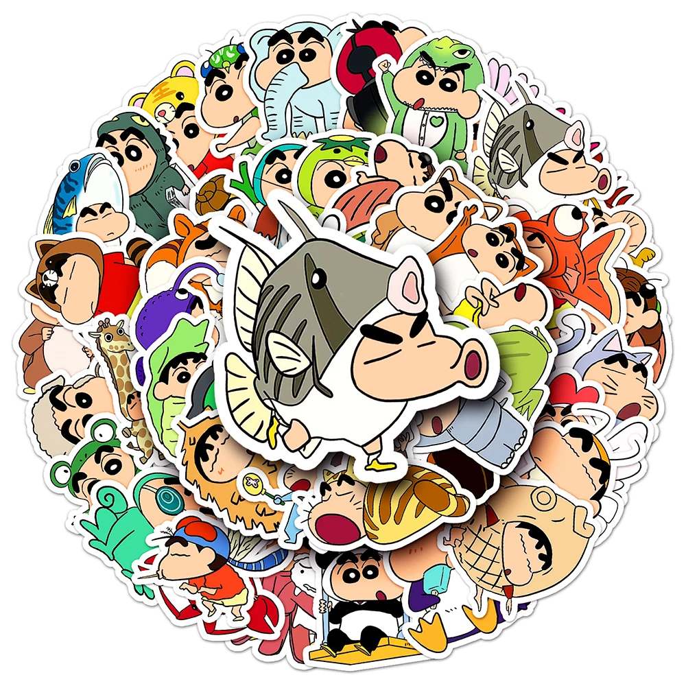 10/30/50pcs Cute Anime Crayon Shinchan Stickers Kawaii Cartoon Decals Toy Graffiti Laptop Phone Suitcase Kids DIY Sticker Packs