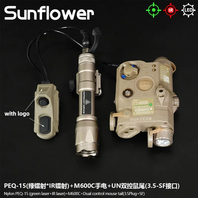 التكتيكية PEQ15 الأحمر الأخضر نقطة الليزر IR FillLight/IR مؤشر ليزر SF M600C مصباح يدوي Axon المزدوج وظيفة التبديل الصيد الملحقات