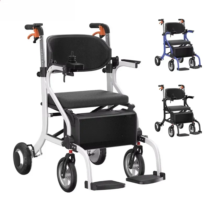 Lightweight Aluminum Electric Wheelchair Foldable Mobility Scooter for Seniors All Terrain Power Chair with Assist Walker