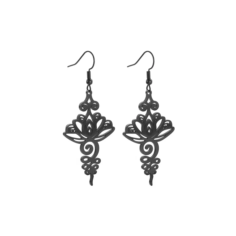 Stainless Steel Hollow Lotus Drop Earrings, Unique Design, Creating A Charming Look, Elegant Jewelry for Parties and Banquets