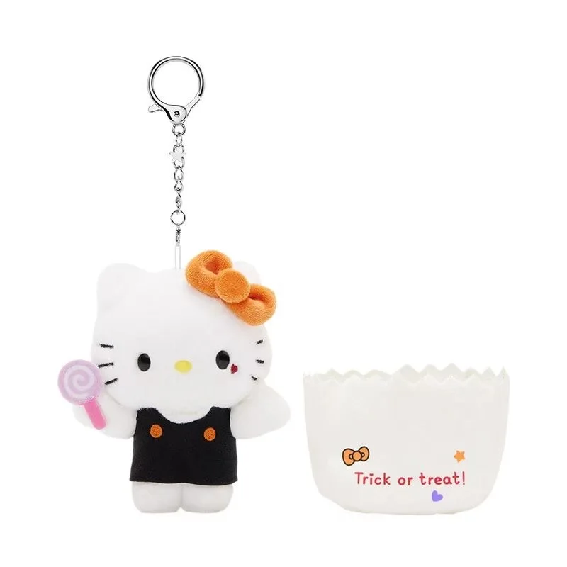 Sanrio Cute Ghost Series Kitty Melody Kuromi Shine Pendant Keychain Bag Hanging Children Halloween Gift Anime Toys Actie