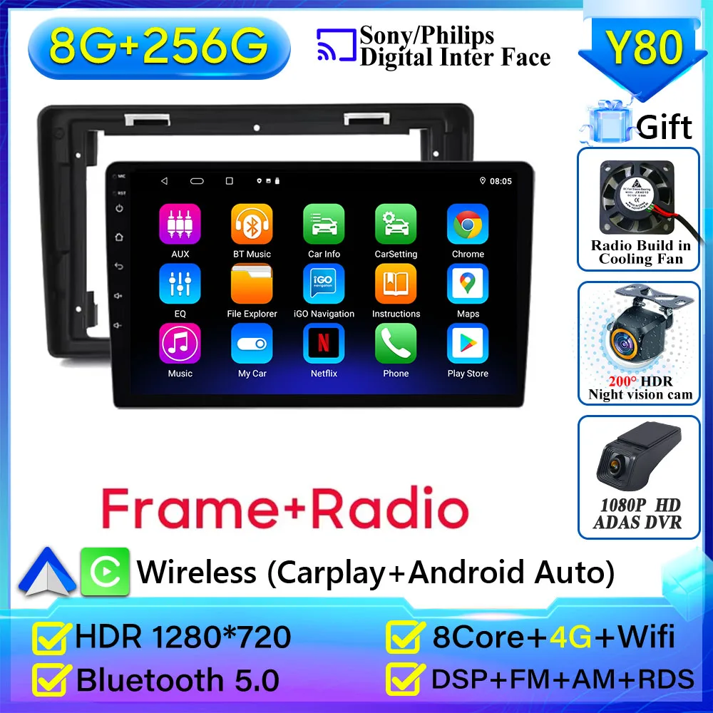 Autoradio Voor FIAT PANDA 2003 2004 2005 2006-2012 Navigatie GPS Android Auto Stereo Multimedia Speler Carplay Autoradio Geen 2din