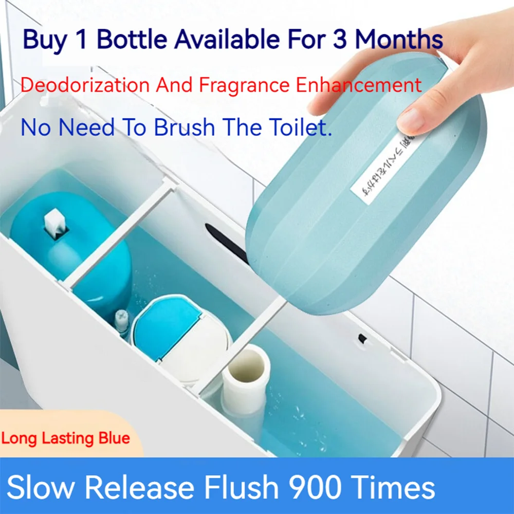 90-Day Toilet Cleaner (6-Pack) | Blue Deodorizing Magic Bottle for Home Use | Long-Lasting Freshness and Stain Removal