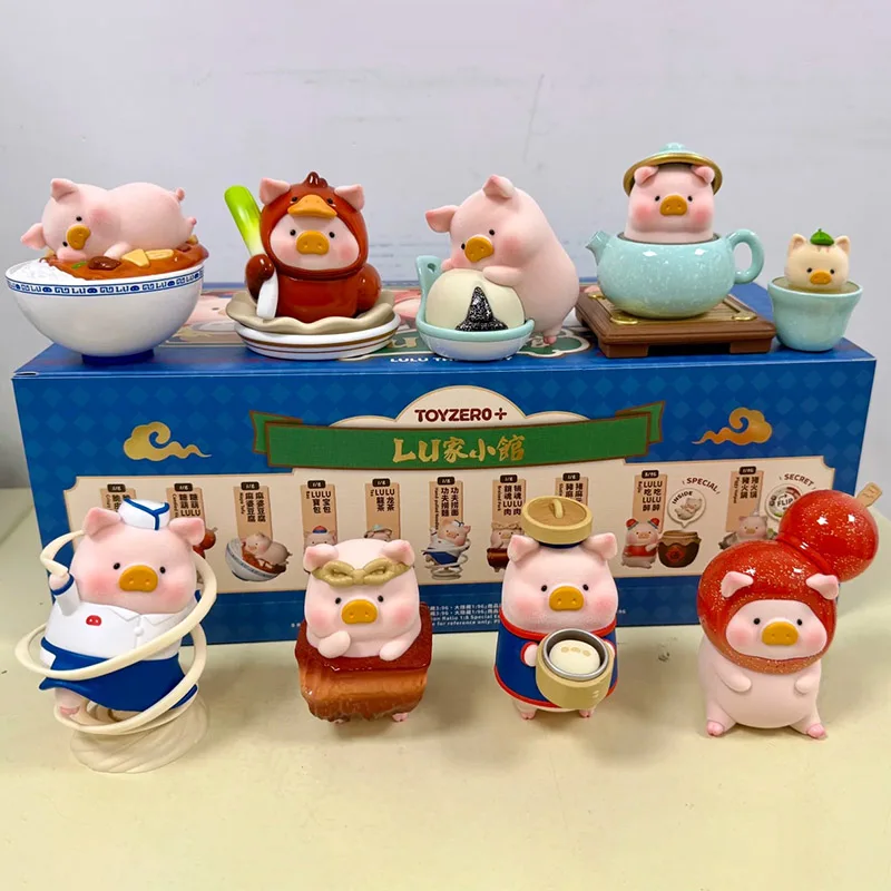

LULU Pig Lu Family Restaurant слепая коробка флокированные консервированные фигурки свиньи, рождественские подарки, куклы, игрушки и украшения