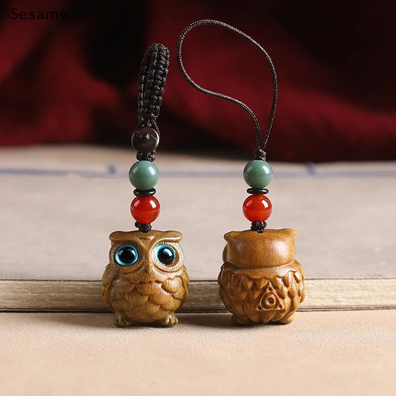 Mini Wooden Owl Carving Ornaments Pendant Multiple Styles DIY PhoneLanyard Keychain Gift For Friend Event Souvenirs