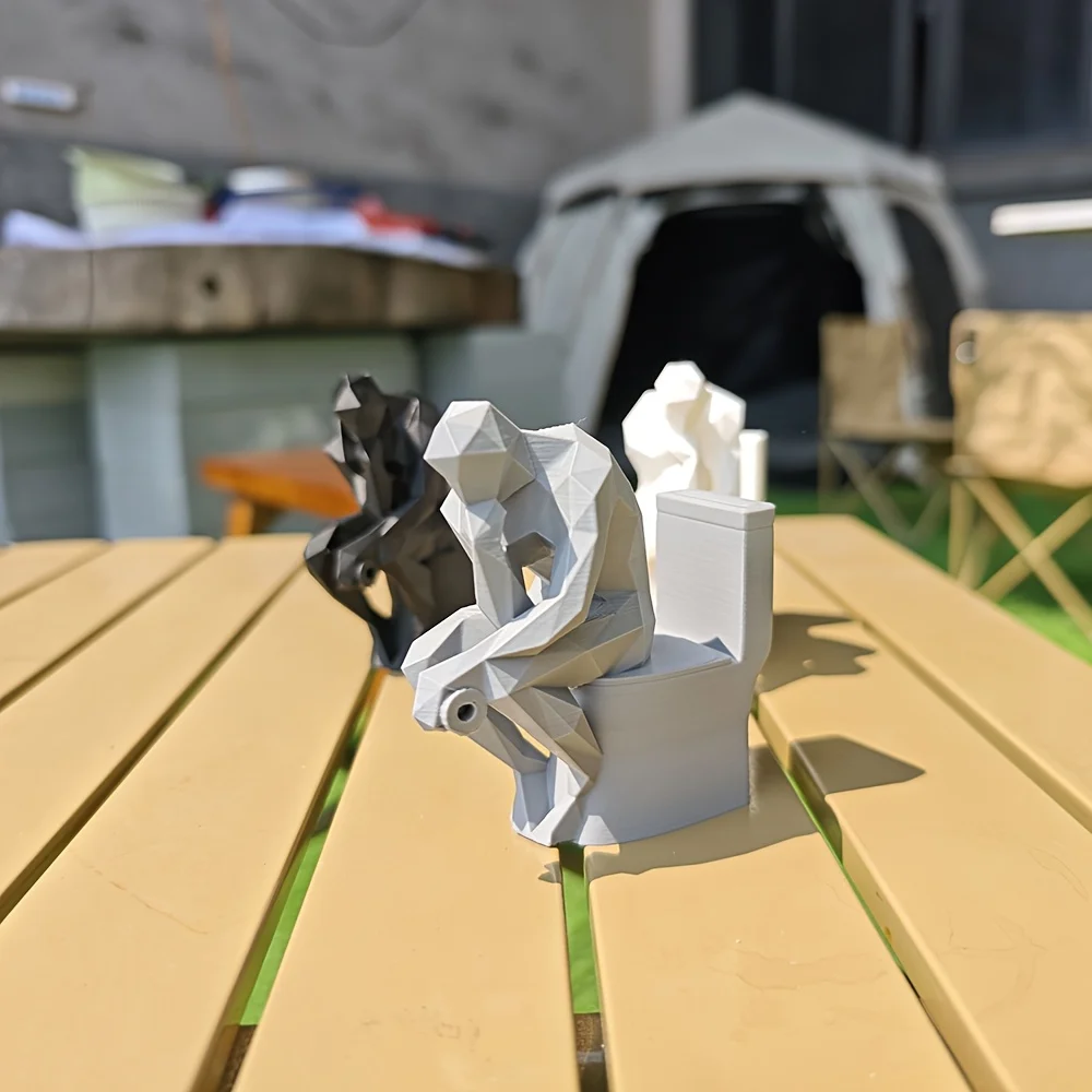 Printed Creative Geometric Thinker Toilet Paper Holder Home Decor - Desktop Workspace Bathroom Essential Ornament