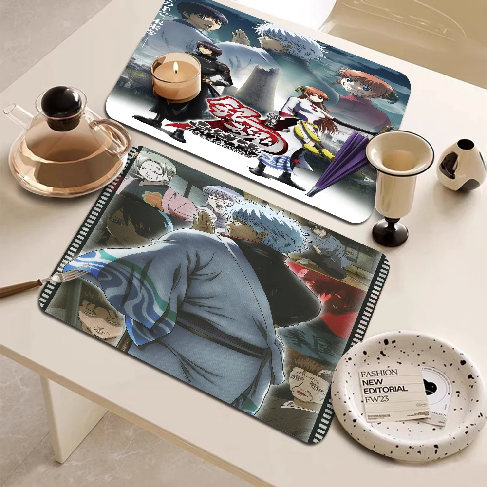 Anime Gintama Absorbent Drain Mat Countertop Dry Mats Printed Coffee Machine Draining Pad Kitchen Table Tableware Placemats