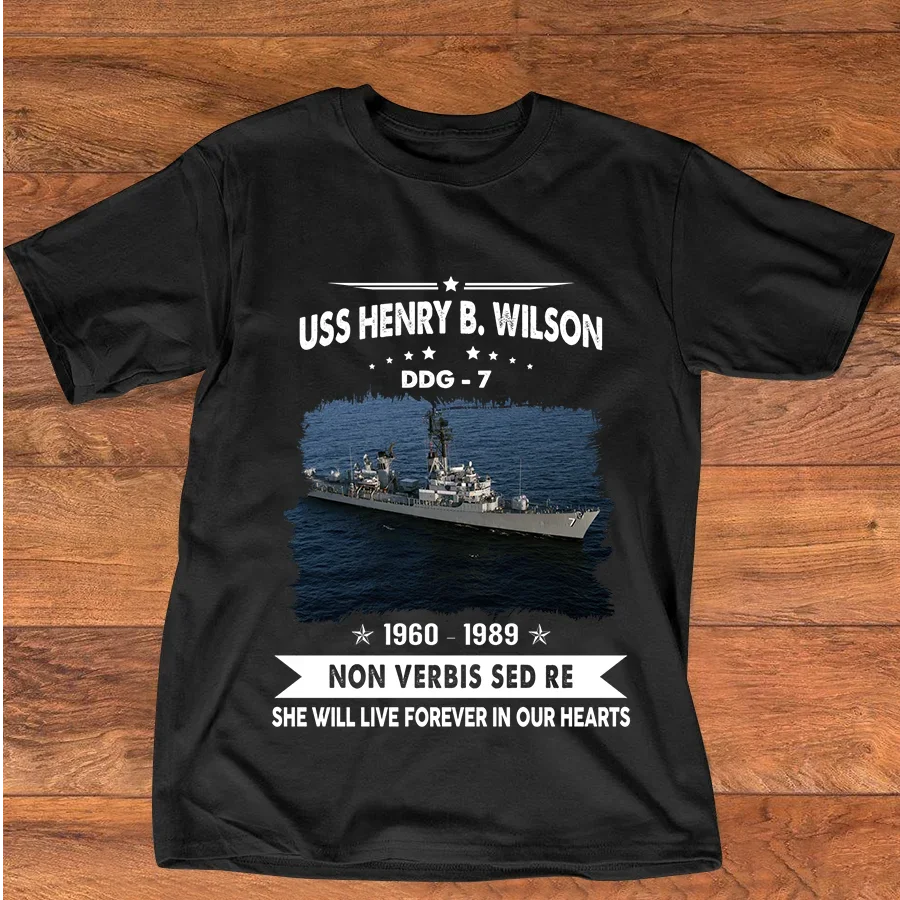 Koszulka USS Henry B. Wilson DDG 7. Potrzebowana koszulka niszczyciela. T-shirty na co dzień z krótkim rękawem, 100% bawełny, luźny top, rozmiar S-3XL