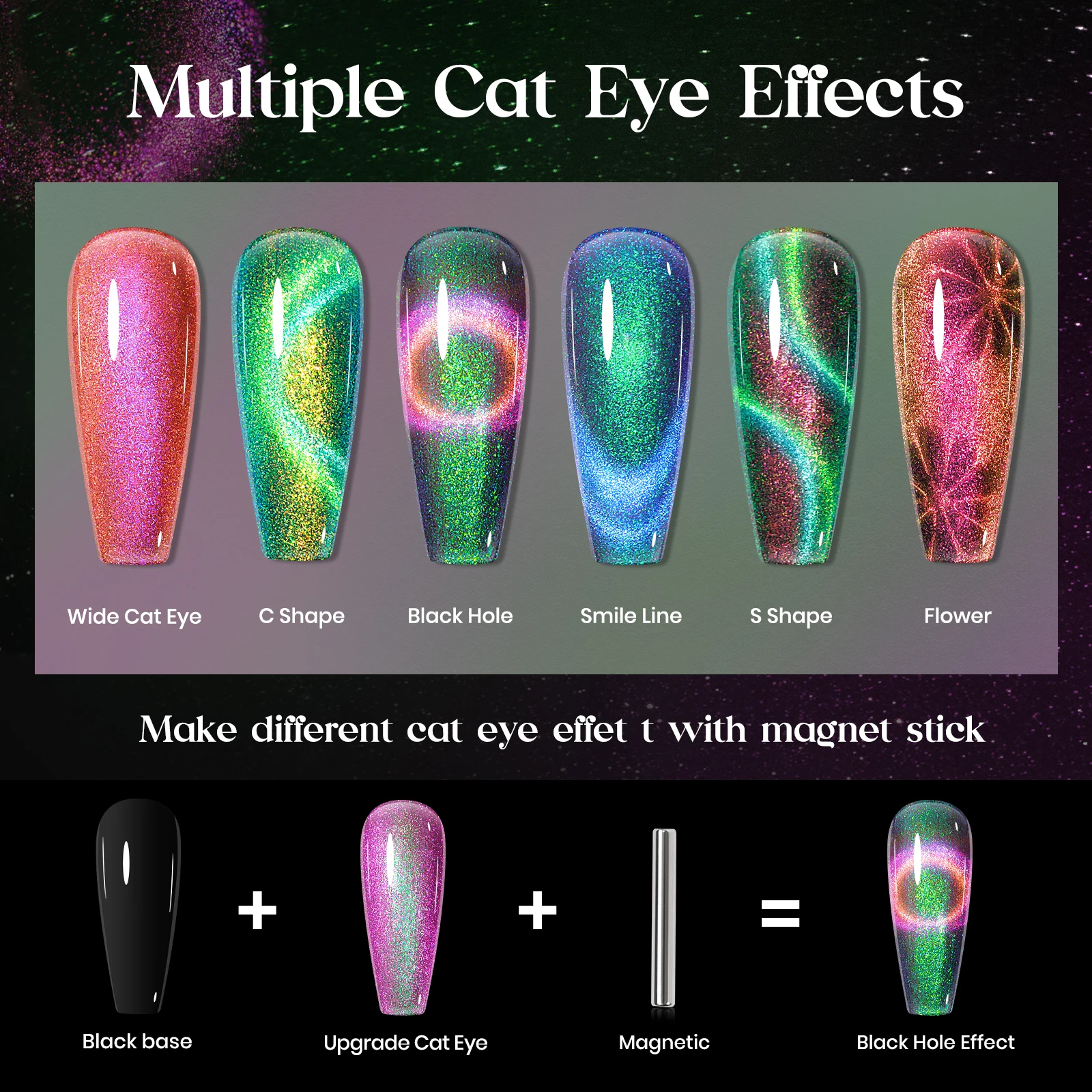 MIZHSE 10ML 9D Cat Eye Gel Nagellack Mehrere Cat Eye Nagel Gel Verbesserte Magnetische Pigment Pulver Semi Permanent lack