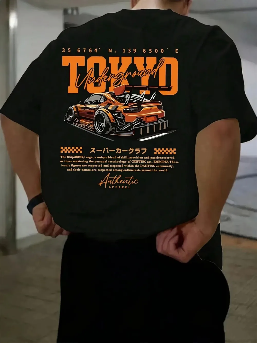 

New Men's Summer Fashion Casual Japanese Tokyo Pattern Printed Round Neck Short Sleeved Polyester Fabric Breathable T-shirt