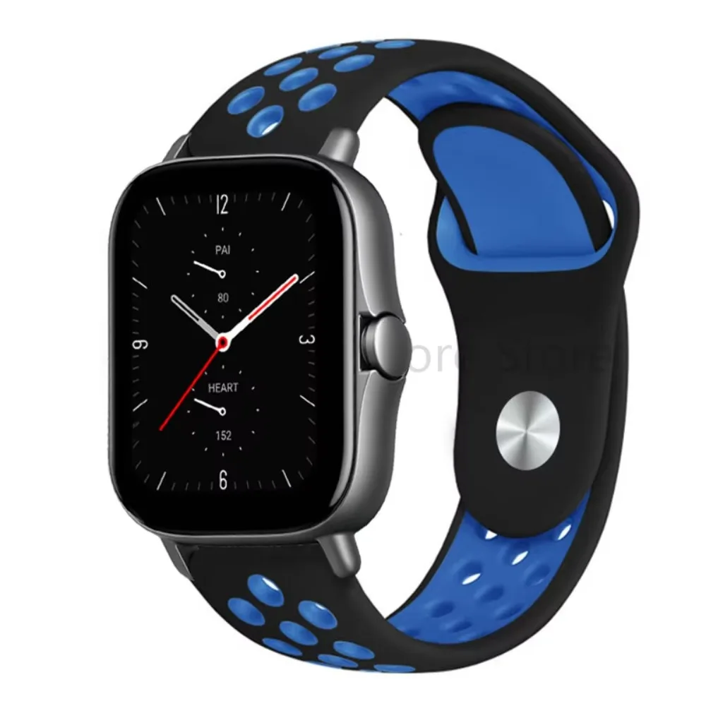 Silicone Sport Band with Holes for Amazfit GTS 4 3 2 2e Mini, GTR 42mm 4 3 Pro 2 2e 47mm, Bip U S Lite, Stratos 2 3 Pace,20/22mm