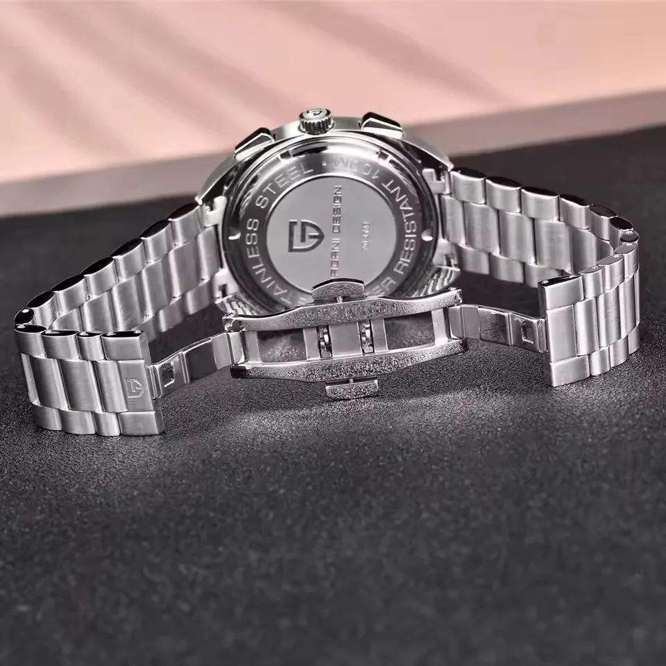 PAGANI DESIGN 2026 New Quartz Panda Dial Watch All Steel Japan Movt Luxury Chronograph Sapphire Luminous Waterproof Men Watch