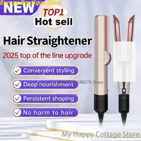 Professional 2 IN 1 Hair Straightener & Hair Dryer Heat-Up Hair Flat Iron Negative Ion Iron Long-Lasting Styling Tool