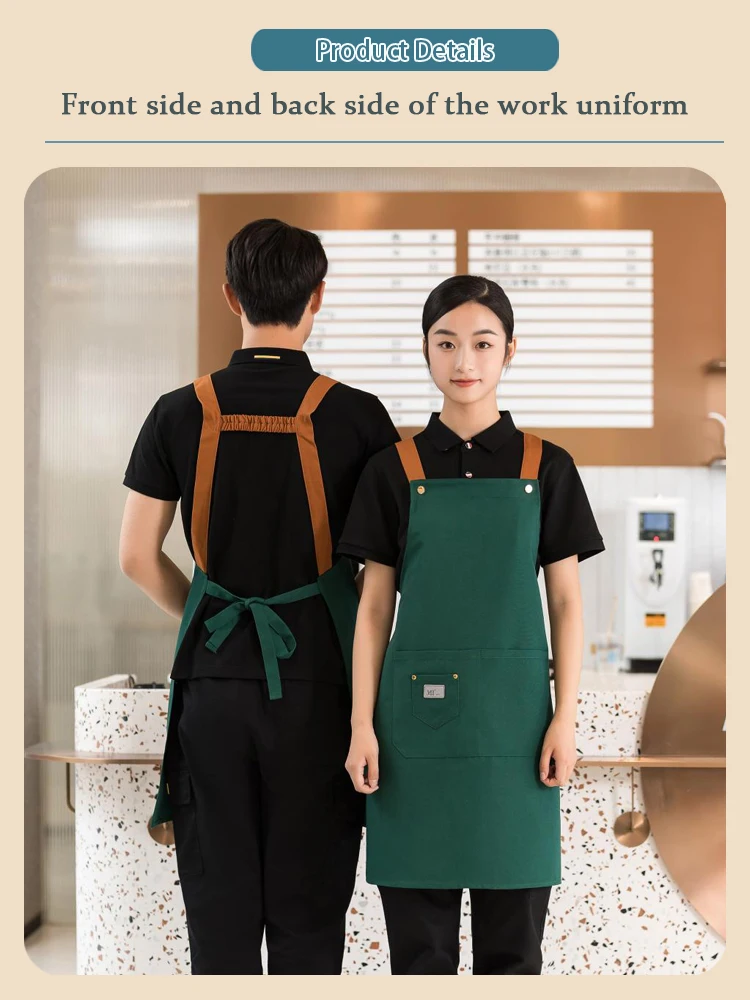 Waterdicht Vlekbestendig Canvas Schort Afneembare mouwen - Multi-Industrie Gebruik voor restaurants Bubble Tea Shops Bloemisten en cafés
