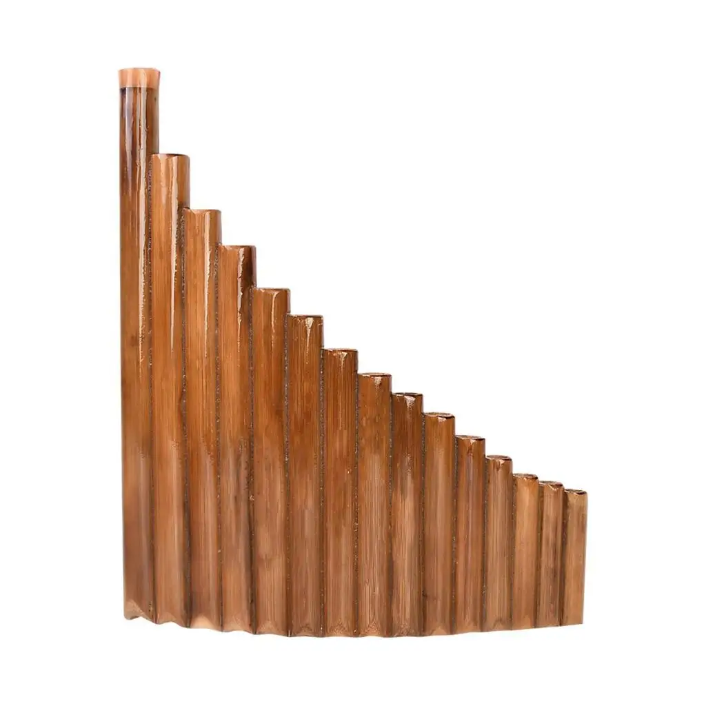 

Left Hand Pan Flute 15 Pipes G Key Panpipes Flute Natural Wood Musical Instrument w/ Cleaning Tool for Beginner