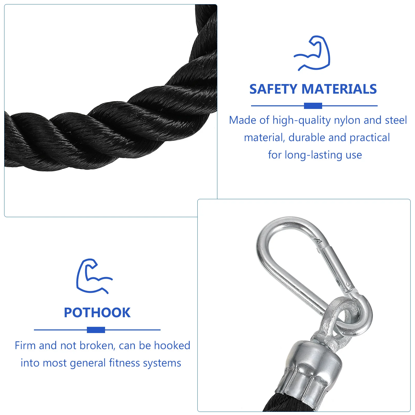 

1Set Nylon Tricep Rope Strength Machine Attachment Single Grip Fitness Training Pull Down Cable Exercise Equipment Home Gym Use