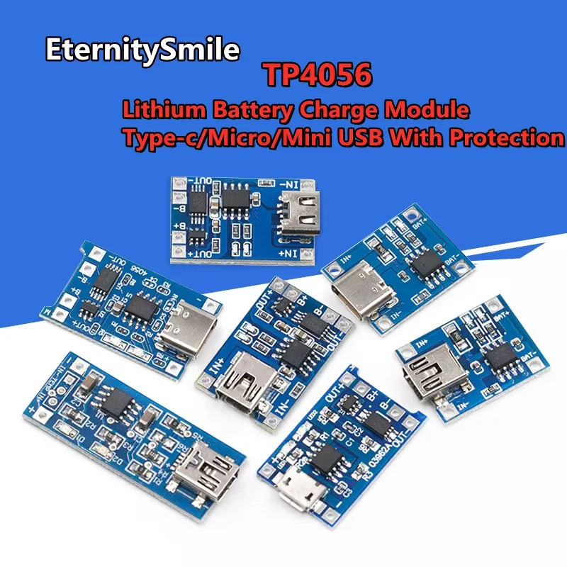 Micro USB 5V 1A 18650 TP4056 Lithium Battery Charger Module Charging Board With Protection Dual Functions 1A Li-ion
