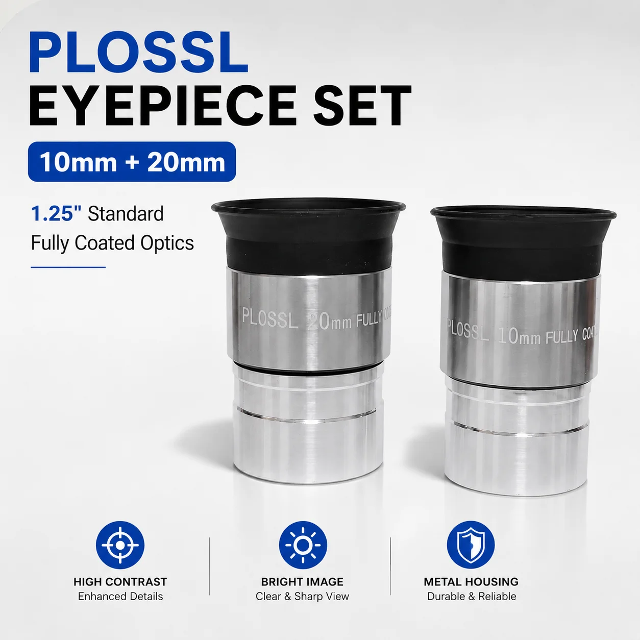 PLÖSSL 20mm & 10mm Telescope Eyepiece Set, 1.25