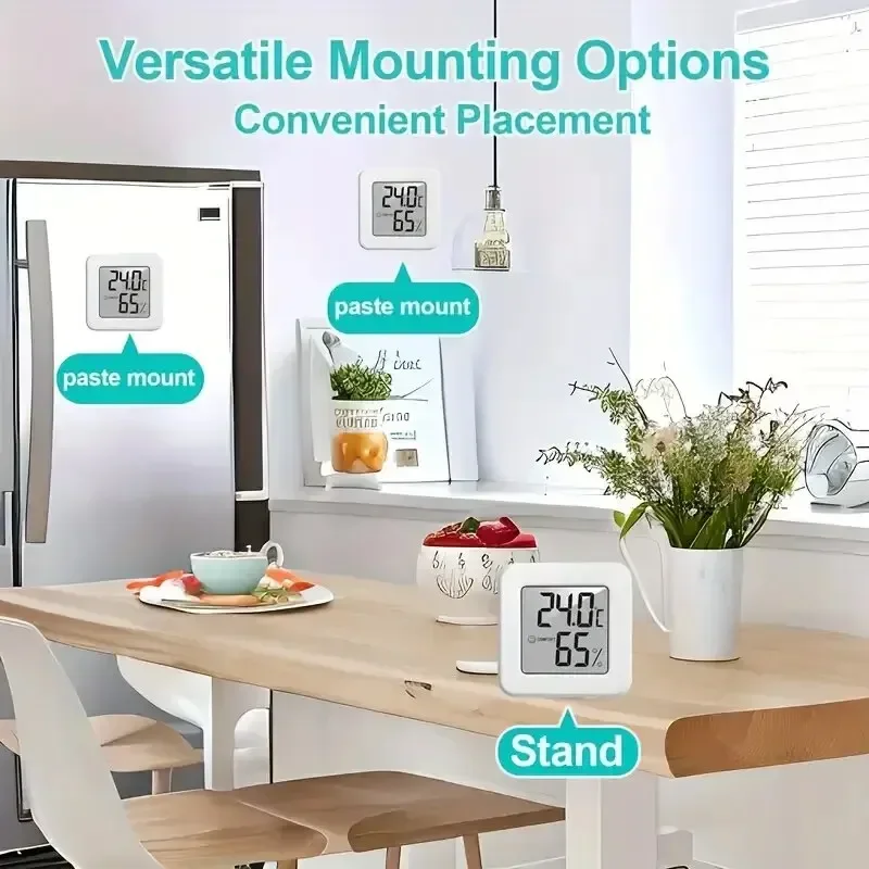 ميزان حرارة رقمي LCD صغير ومقياس رطوبة ، مستشعر درجة الحرارة الداخلي ، أداة قياس محمولة ، مستشعر الرطوبة