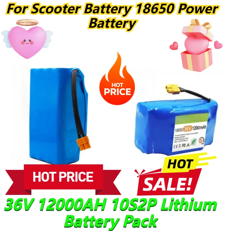 

For Scooter Battery 18650 Power Battery 36V 12000AH 10S2P Lithium Battery Pack