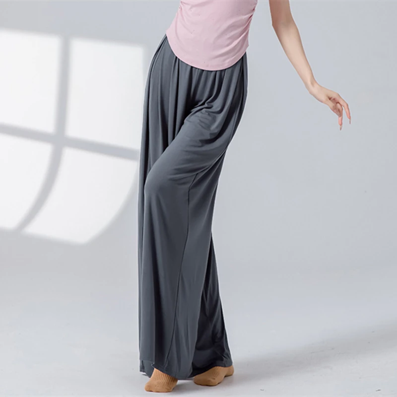 سراويل الرقص الكلاسيكية للسيدات أنيقة بخصر مطاطي واسعة الساق سراويل ناعمة للجسم قافية اليوغا ملابس رقص يومية غير رسمية للتدريب على المسرح #4