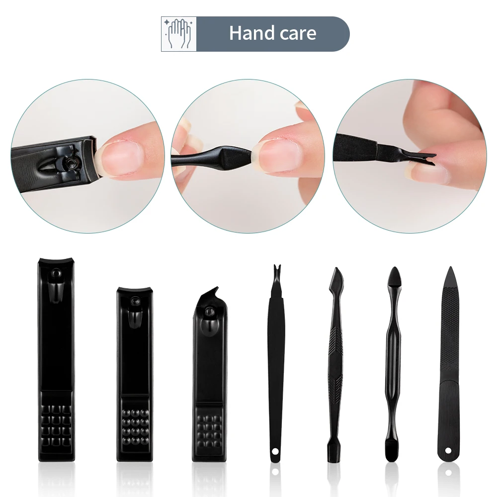 Juego de Herramientas de manicura, cortador de cutículas de acero inoxidable, cortaúñas profesional, pedicura, herramientas de aseo para uñas, 7-18 piezas