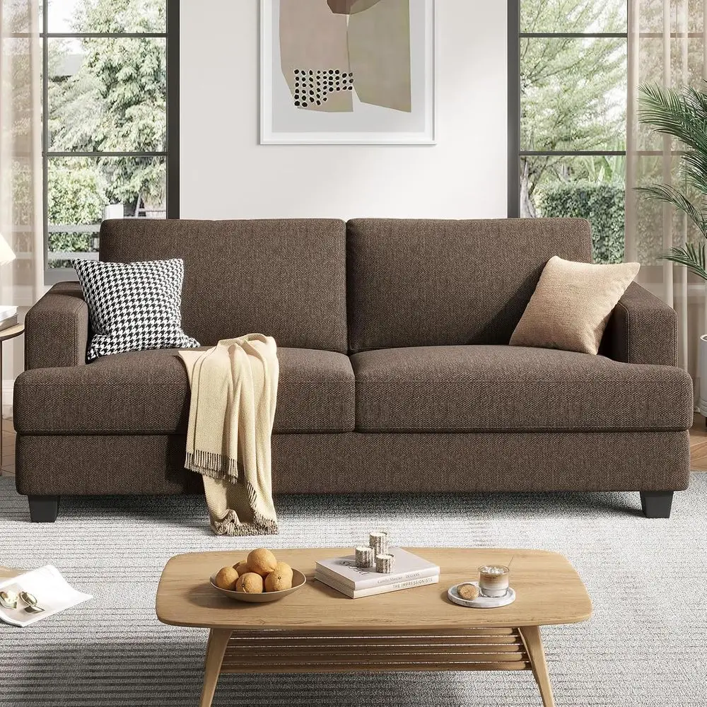 

Extra Deep Seating 84 Linen Fabric 2-Seater Sofa, Oversized Living Room Couch, Loveseat, Comfortable Armrests, Easy Assembly, Br