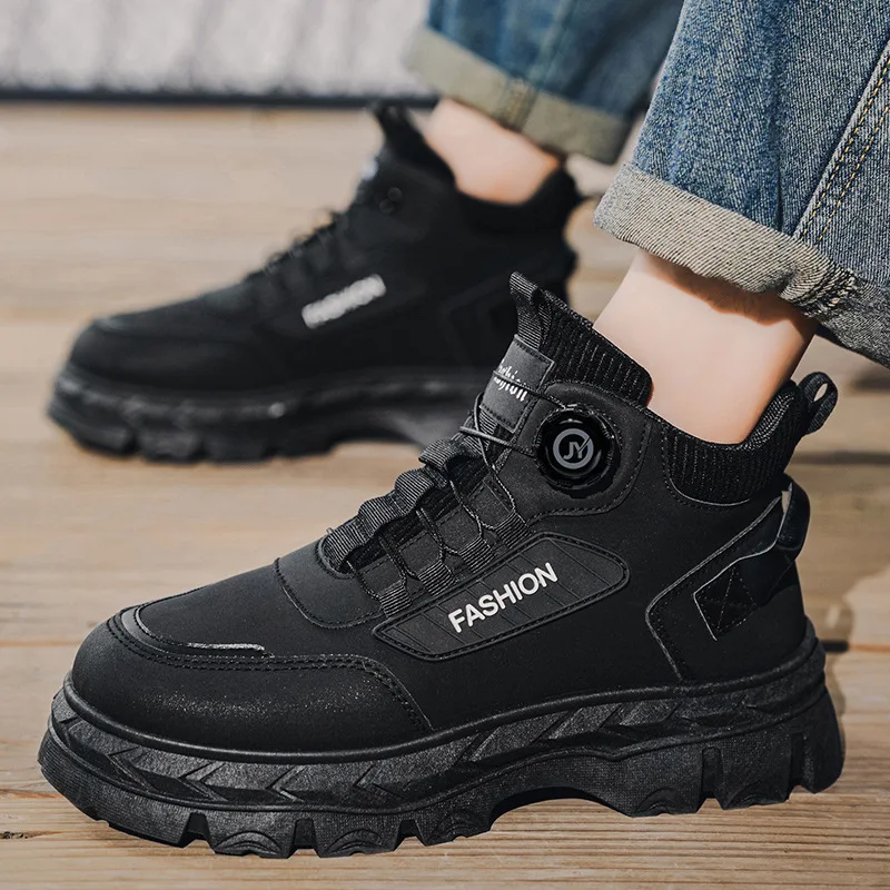 

New high top workwear shoes for men in autumn and winter retro British style short boots with thick soles and anti slip boots