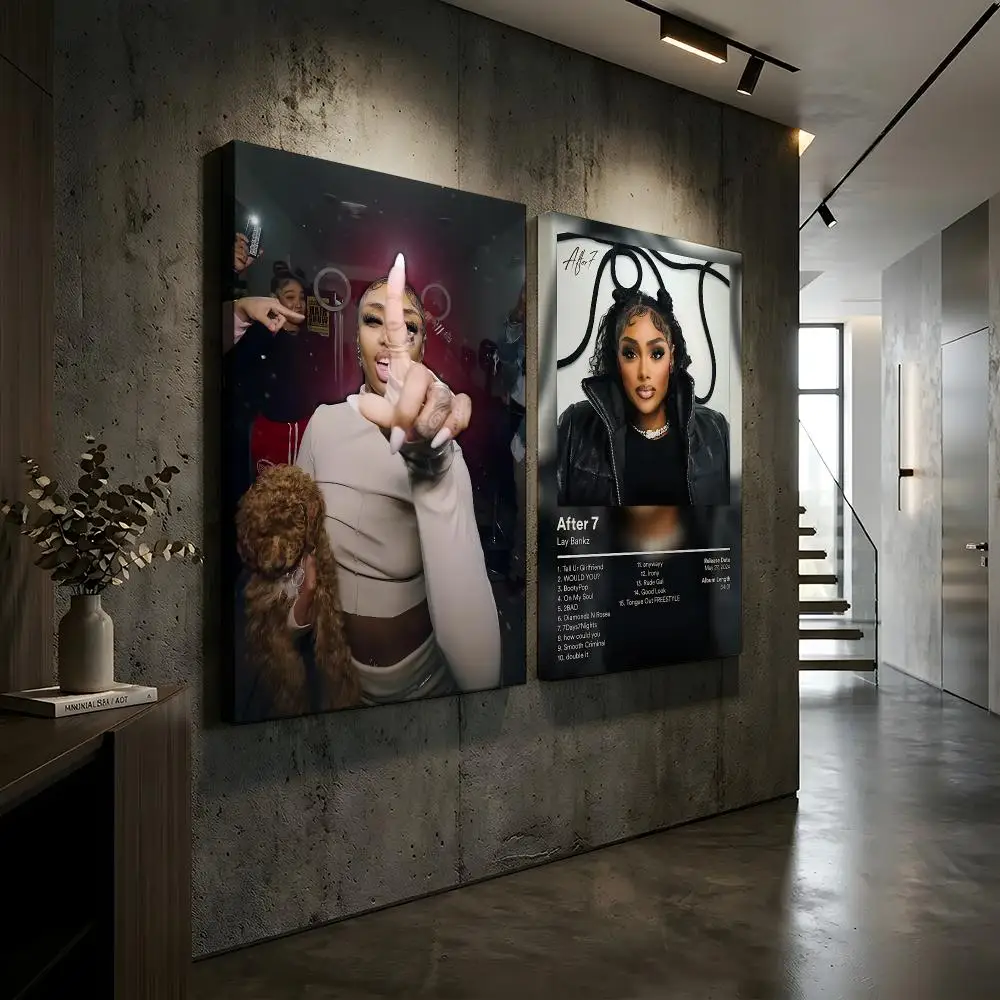 L-Lay Bankz Rapper Album Painting Calligraphy HD Modern Style Inner Frame Canvas Poster Bedroom Room Hallway Wall Art Decor