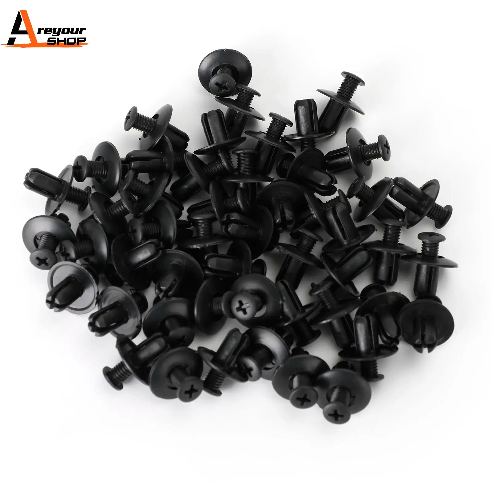 

Areyourshop 50pcs Fairing Panel Bolt Clip 8mm Plastic Screw Rivets Clips Black For Honda motor parts