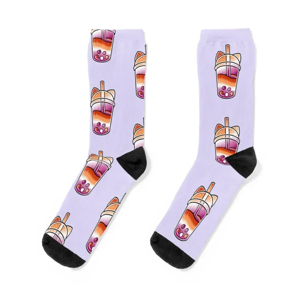 Cat boba (lesbian pride) Socks funny sock gift Socks Ladies Men's