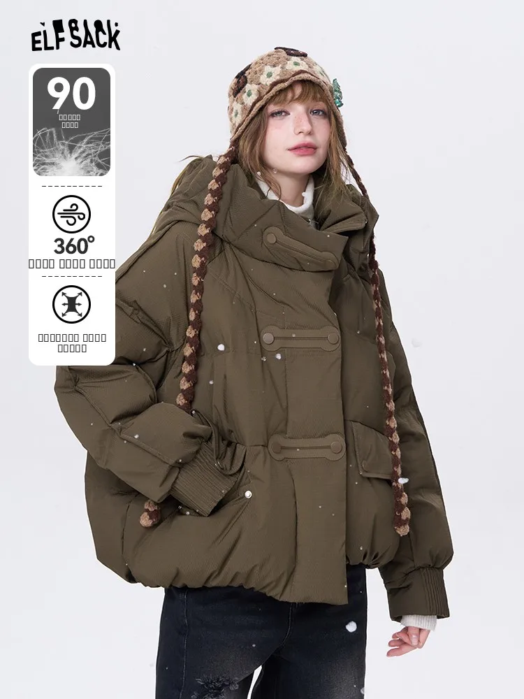 

Утепленная зимняя куртка Elfsa из полиэфирного волокна с карманами и молнией, повседневная верхняя одежда