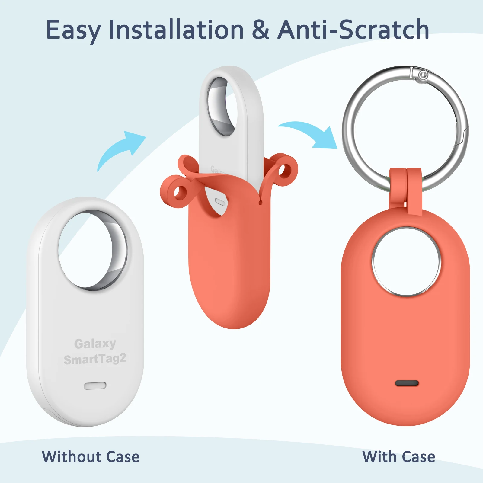 2PCS สําหรับ Samsung Galaxy SmartTag 2 Locator Tracker กรณีพวงกุญแจ Anti-Scratch ป้องกันผิวสําหรับ SmartTag2 Tracker ผู้ถือ