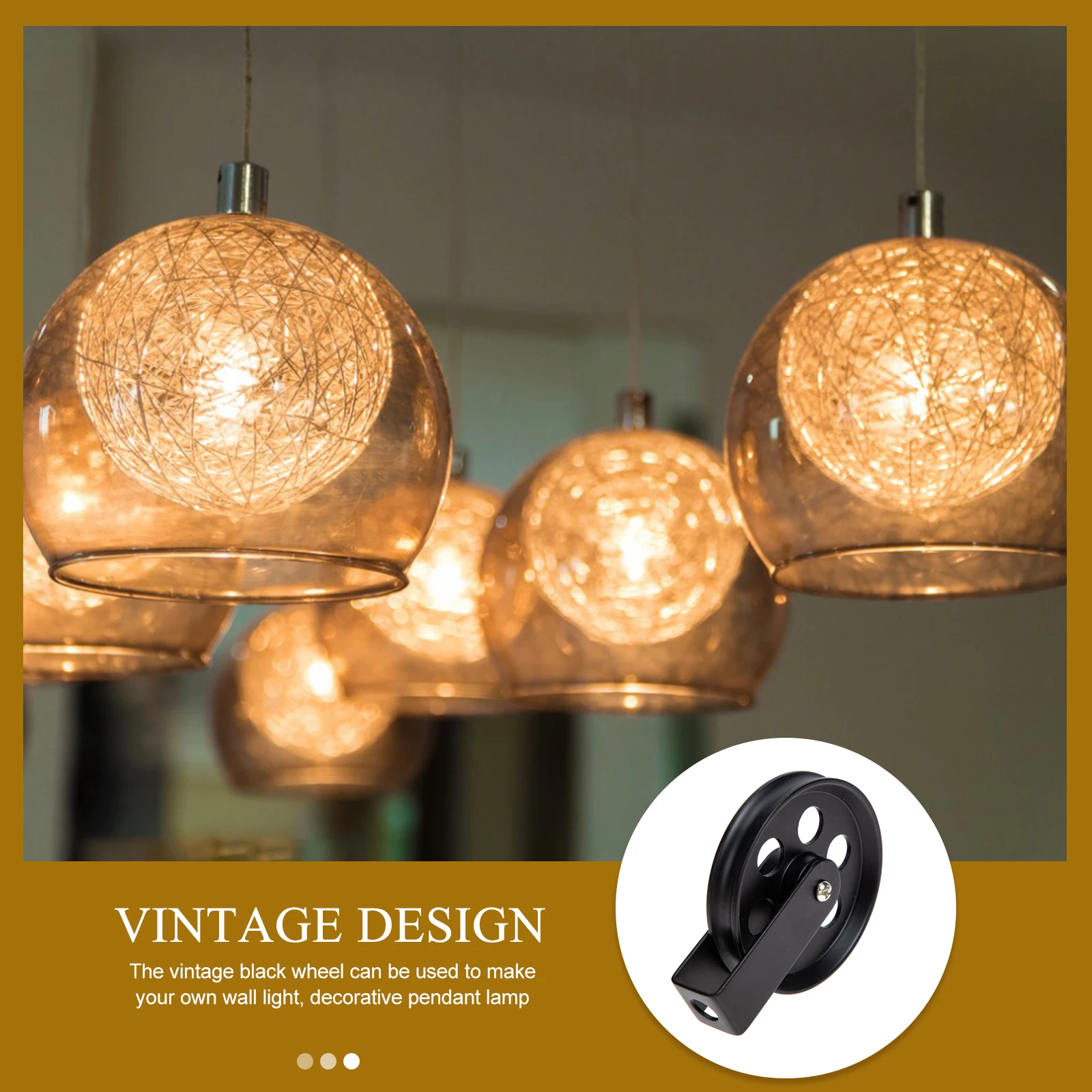 

Black Vintage Pulley Wheel Diy Decorative Wall Light Pendant Lamp Iron Wheel Durable Simple Safe Use
