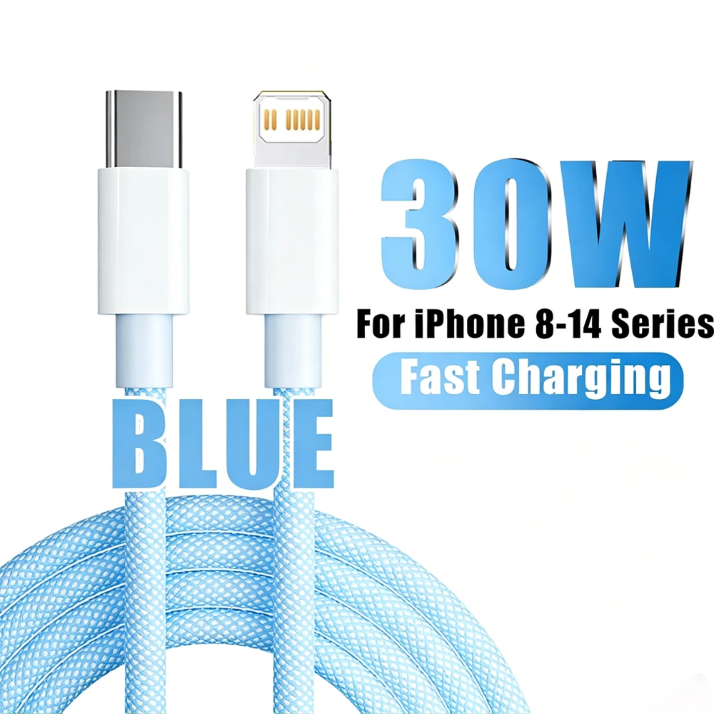 PD 30W Snellader voor iPhone 14 13 12 11 X XR XS 8 Pro Max Plus Mini iPad Air Snellaadkabel USB C naar Lightning Duurzaam B