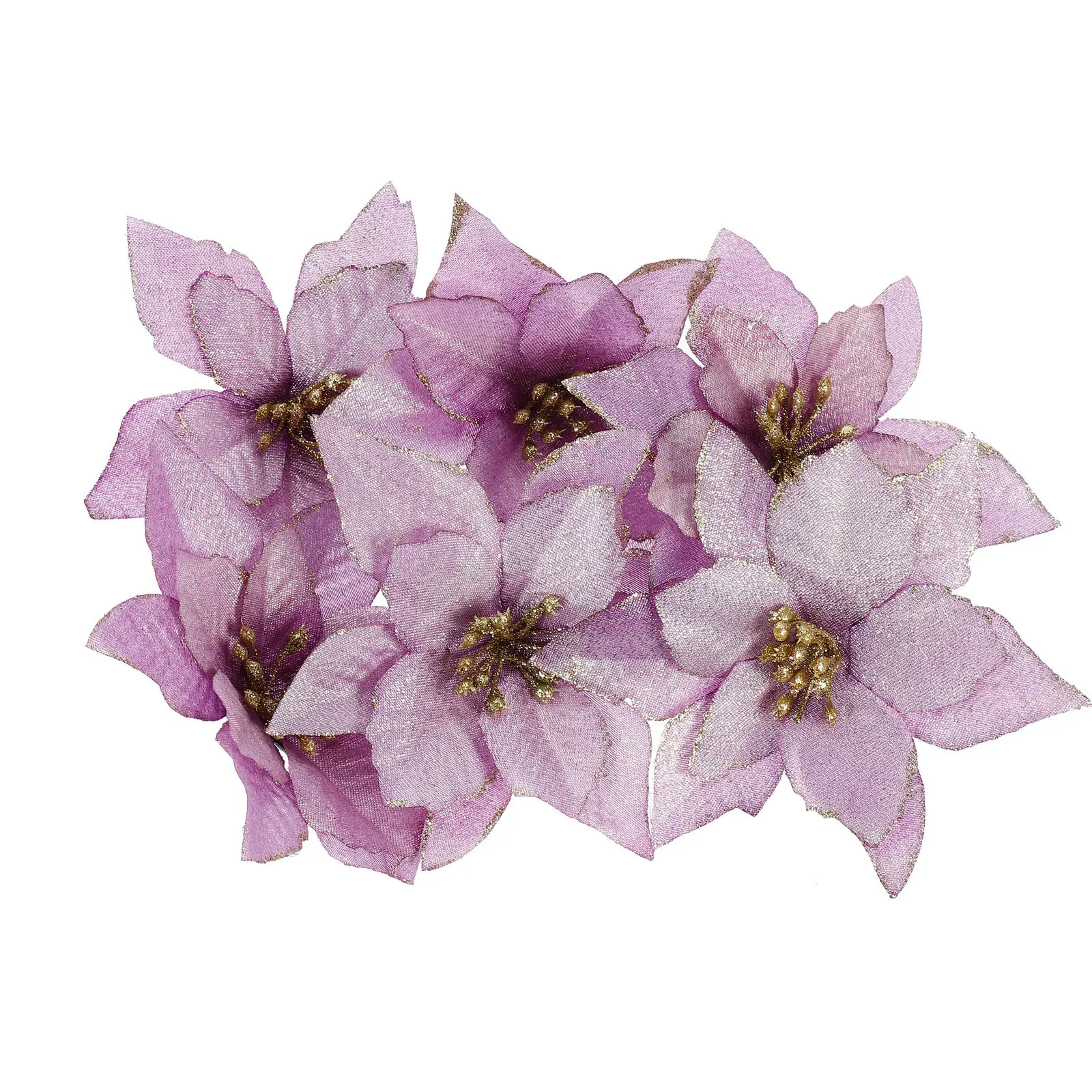 

6Pcs Christmas Artificial Flowers Eco Friendly Plastic Material DIY Handmade Decor for Xmas Tree Party Home Event