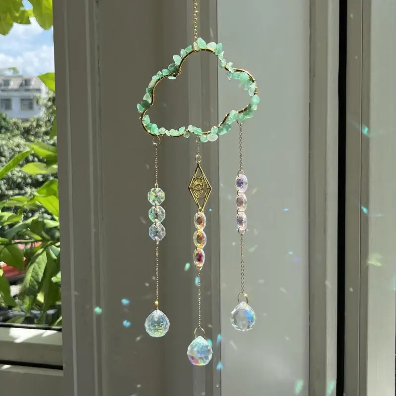 Sun Catcher Prisms Crystal Crystal Sun Catcher Car Ornament Cloud-Shaped Indoor Colored Pendant Window Sun Catcher For Garden